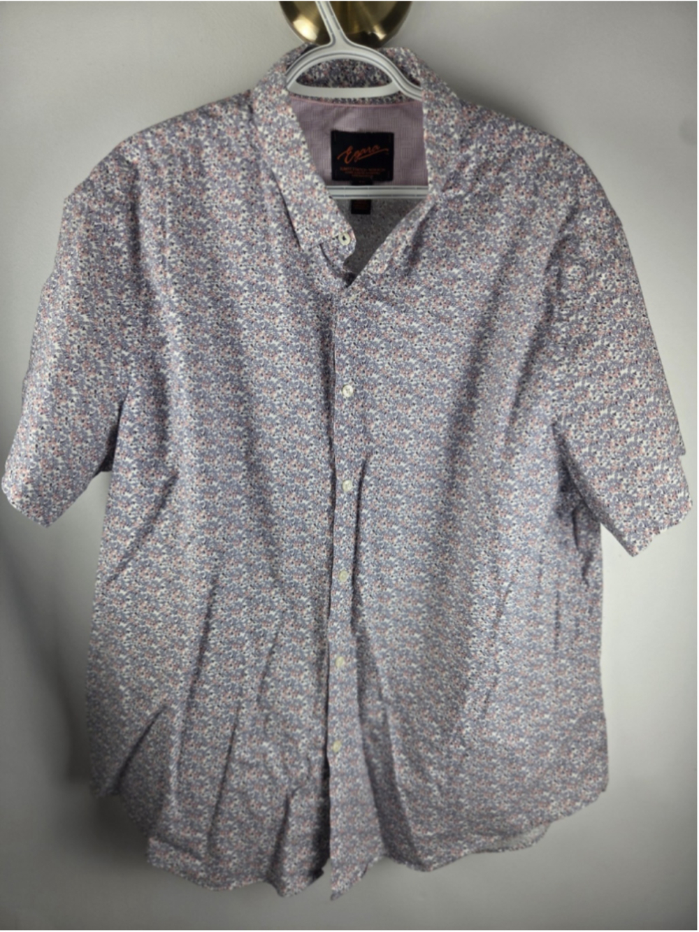 EGARA Slim Fit Stretch Men's Short Sleevs Shirt Non Iron Size XXL W. Flowers...